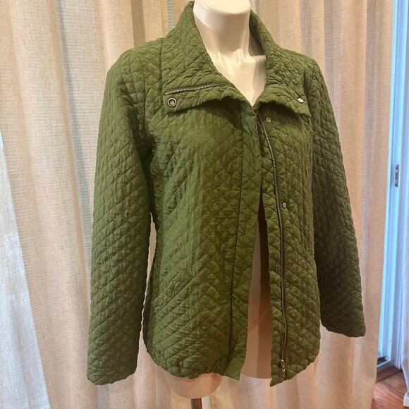 Green Eileen Fisher Quilted Silk Jacket sz S Lightweight Jacket - Picture 10 of 11
